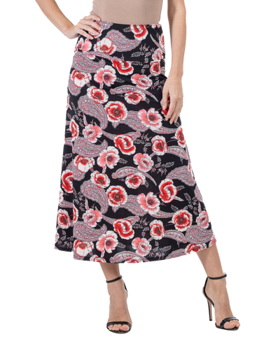 24seven Comfort Apparel Women's Floral Maxi Skirt In Pink Multi