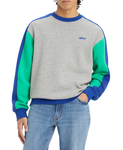 Levi's Men's Relaxed-fit Colorblocked Logo Sweatshirt, Created For Macy's In Mid Tone Grey Heather