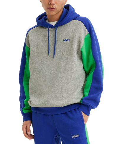 Levi's Men's Relaxed-fit Colorblocked Logo Hoodie, Created For Macy's In Mid Tone Gray Heather