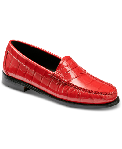 Gh Bass G.h.bass Women's Whitney Croco Weejuns Loafer Flats In Salsa