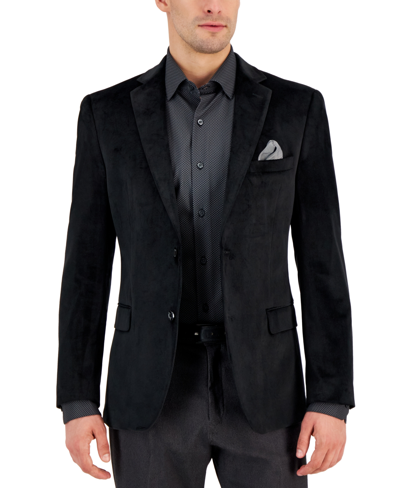 Alfani Mens Solid Velvet Sportcoat In Black