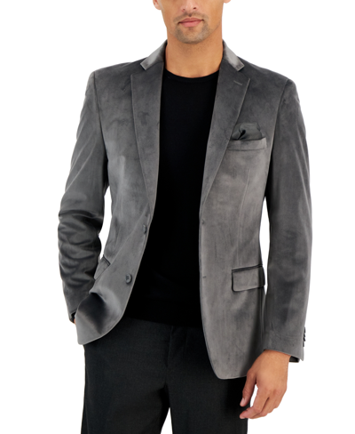 Alfani Men's Slim-fit Solid Velvet Sport Coats, Created For Macy's In Grey