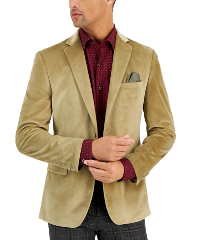 Alfani Men's Slim-fit Solid Velvet Sport Coats, Created For Macy's In Tan