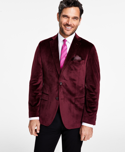 Alfani Men's Slim-fit Solid Velvet Sport Coats, Created For Macy's In Burgundy