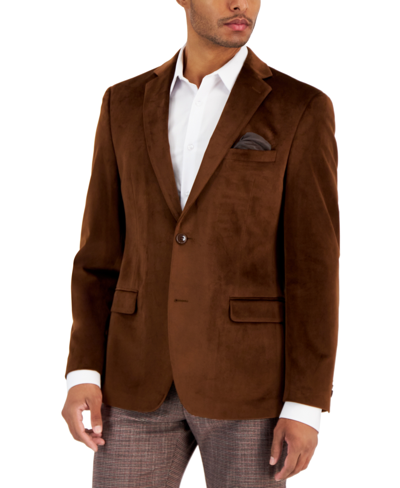 Alfani Men's Slim-fit Solid Velvet Sport Coats, Created For Macy's In Vicuna