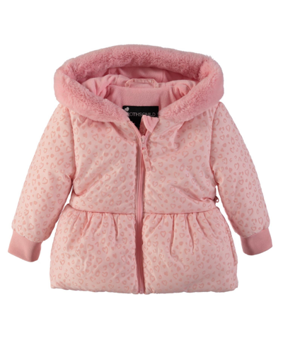 S Rothschild & Co Toddler And Little Girls Flocked Peplum Coat With Mittens In Blush Cheetah