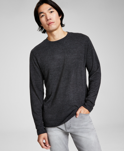And Now This Men's Regular-fit Solid Crewneck Sweater, Created For Macy's In Charcoal Heather
