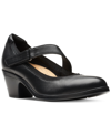Clarks Women's Emily Mabel Asymmetric Mary Jane Shoes In Black Leather