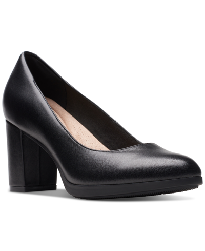 Clarks Women's Bayla Skip Slip-on Platform Dress Pumps In Black Leather