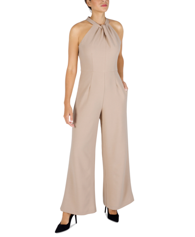 Julia Jordan Halter Neck Jumpsuit In Latte