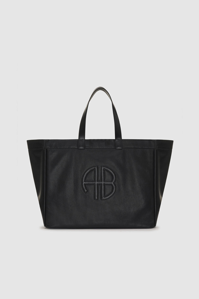 Anine Bing Large Rio Tote In Black Recycled Leather