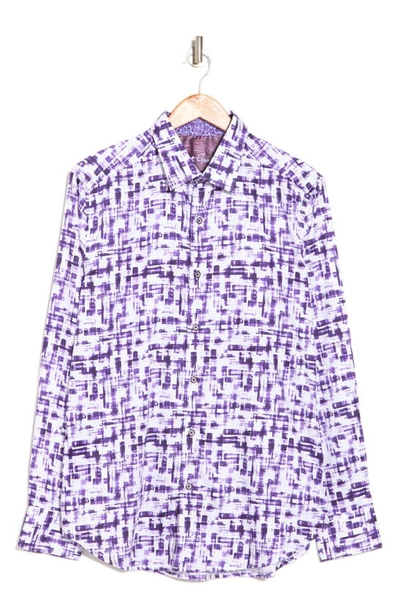 Robert Graham Deluca Long Sleeve Button Front Shirt In Purple