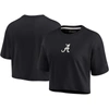 FANATICS SIGNATURE FANATICS SIGNATURE BLACK ALABAMA CRIMSON TIDE ELEMENTS SUPER SOFT BOXY CROPPED T-SHIRT