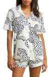 Desmond & Dempsey Print Cotton Short Pajamas In Jag Cream