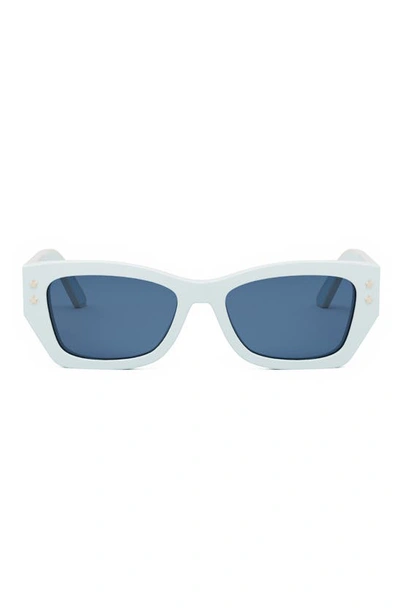 Dior Pacific S2u Blue Cat Eye Sunglasses In Shiny Light Blue / Blue