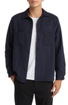 Wax London Whiting Button-up Overshirt In Black/ Navy