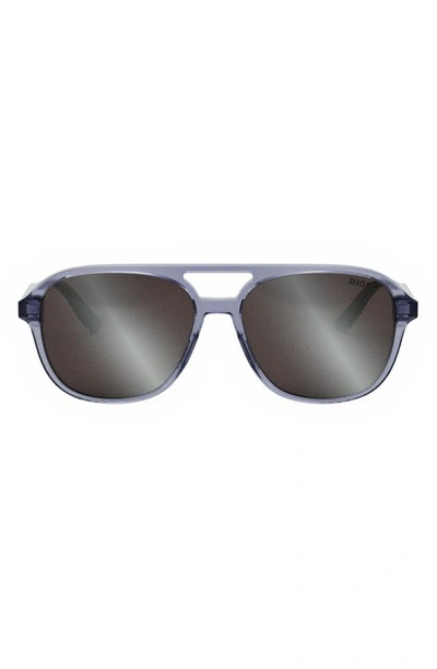 Dior N1i Pilot Sunglasses, 57mm In Grey/gray Mirrored Solid