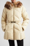 Moncler Loriot Shearling-trimmed Down Jacket In Beige