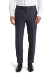 Emporio Armani Flat Front Wool Trousers In Blue