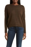 Vince Camuto Center Seam Crewneck Sweater In Chocolate