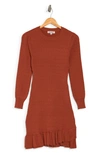 Nanette Lepore Long Sleeve Ruffle Hem Sweater Dress In Picante