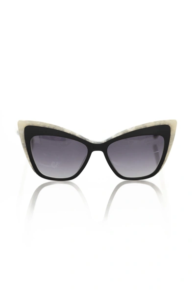 Frankie Morello Chic Cat Eye Sunglasses With Ivory Women's Accents In Black