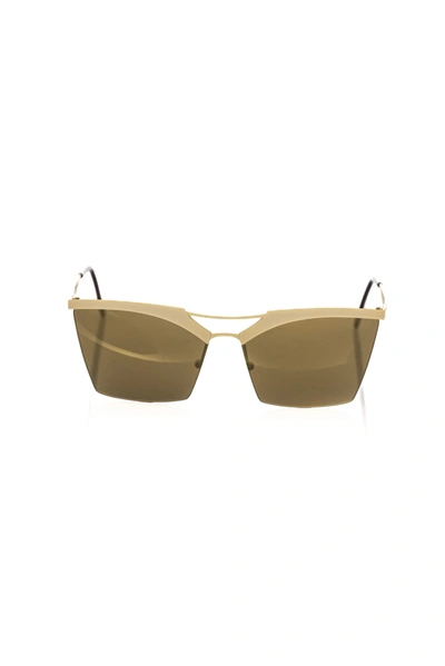 Frankie Morello Elegant Champagne Shaded Clubmaster Women's Sunglasses In Gold