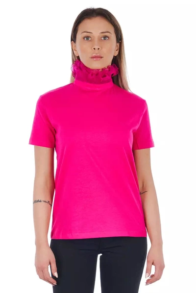 Frankie Morello High   Neck Short Sleeve  Tops & T-shirt In Pink