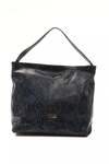 Pompei Donatella Elegant Python Print Leather Shoulder Women's Bag In Blue