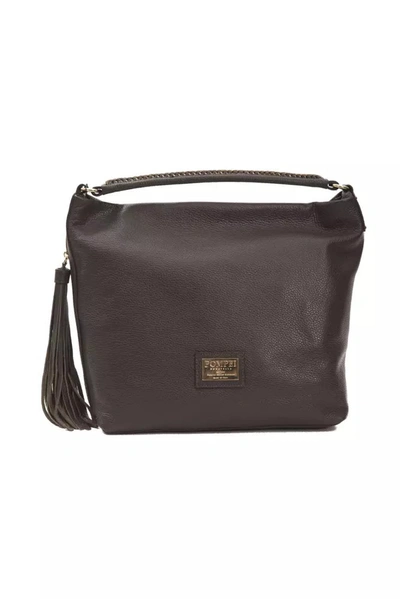 Pompei Donatella Leather Shoulder Women's Bag In Brown