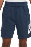 Nike Kids' Sportswear Club Fleece French Terry Shorts In Midnight Navy/ White