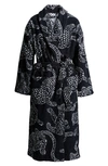 Desmond & Dempsey Belted Cotton-terry Jacquard Robe In Jag Navy