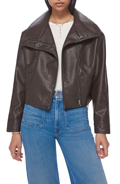 Mother The Count Chocula Faux-leather Jacket In Brown