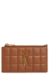 SAINT LAURENT GABY QUILTED ZIP LEATHER CARD CASE