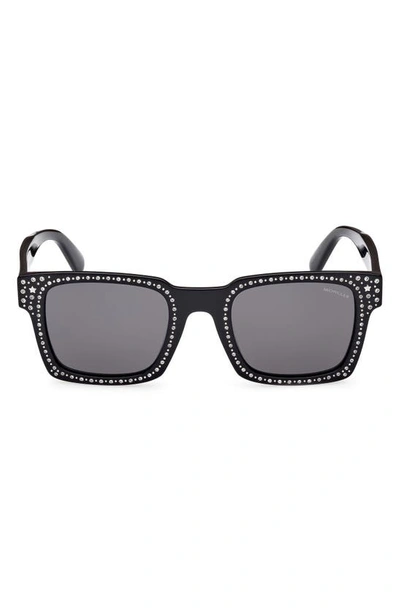 Moncler X Palm Angels Men's Crystal-encrusted Acetate Square Sunglasses In Black / Grey