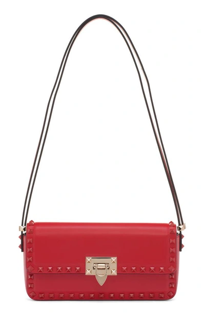 Valentino Garavani Women's Rockstud23 East-west Smooth Calfskin Shoulder Bag In Red