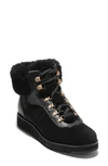 Cole Haan Zerogrand Explore Upstate Waterproof Genuine Shearling Hiking Boot In Black/ Shearlin