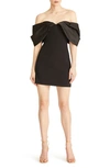 ML MONIQUE LHUILLIER LUNA OFF THE SHOULDER CREPE MINIDRESS