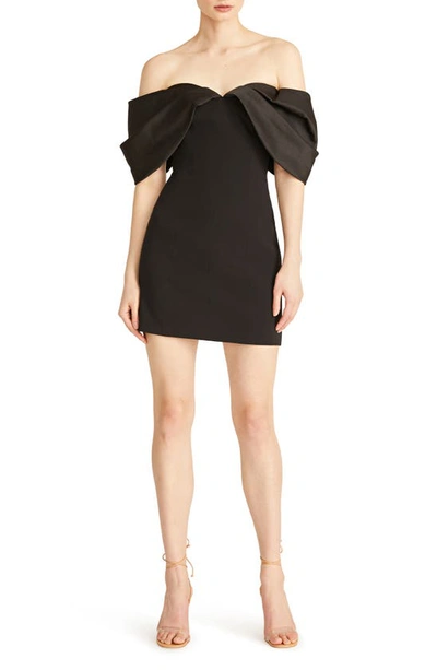 ml Monique Lhuillier Luna Draped Off-shoulder Crepe Mini Dress In Black