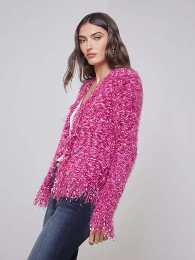 L Agence Azure Cardigan Blazer In Pink