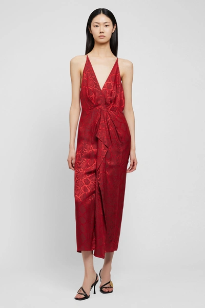 Jonathan Simkhai Giana Gown In Carmine Python