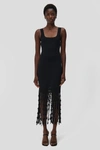 Jonathan Simkhai Signa Sleeveless Lattice Fringe Dress In Black In Black