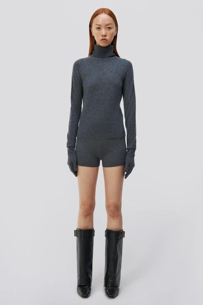 Jonathan Simkhai Dita Gloved Turtleneck In Charcoal Melange