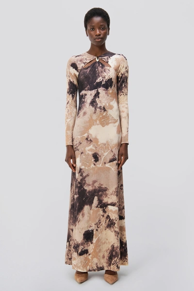 Simkhai Etta Gown In Macadamia Rock Crystal Print