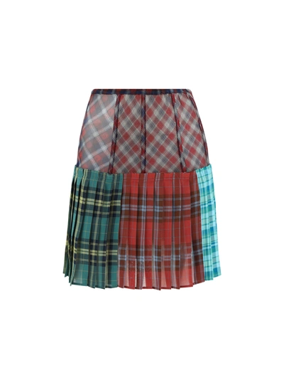 Andersson Bell Panelled Pleated Short Skirt In Multicolor