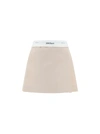 Palm Angels Reverse Waistband Pleated Miniskirt In Beige/white
