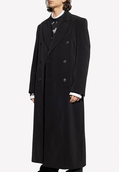 Balenciaga Double-breasted Stretch-twill Coat In Black