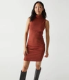 Michael Stars Macy Sleeveless Mock Neck Dress In Brown