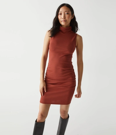 Michael Stars Macy Sleeveless Mock Neck Dress In Pecan