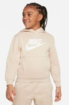 Nike Sportswear Club Fleece Big Kids' Hoodie In Sanddrift/ White